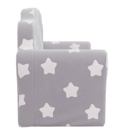 Canapé enfants 2 places gris clair avec étoiles peluche douce