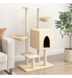 Arbre à chat avec griffoirs en sisal crème 117 cm