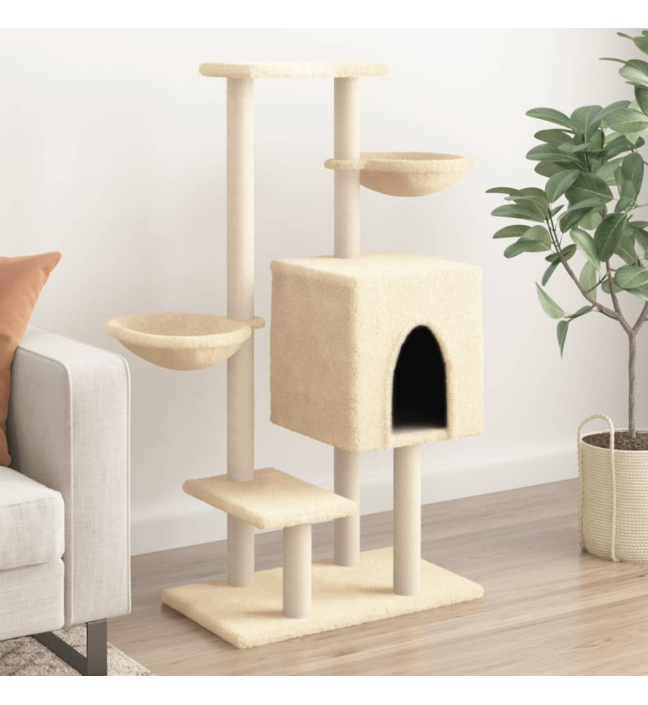 Arbre à chat avec griffoirs en sisal crème 117 cm