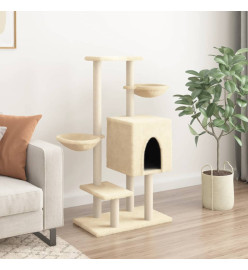 Arbre à chat avec griffoirs en sisal crème 117 cm