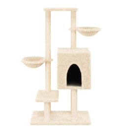 Arbre à chat avec griffoirs en sisal crème 117 cm