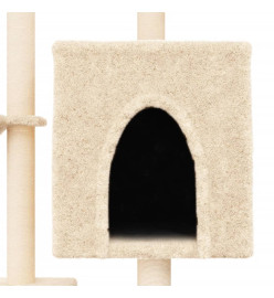 Arbre à chat avec griffoirs en sisal crème 117 cm