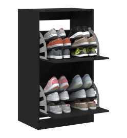 Armoire à chaussures 2 tiroirs rabattables noir 60x42x108 cm