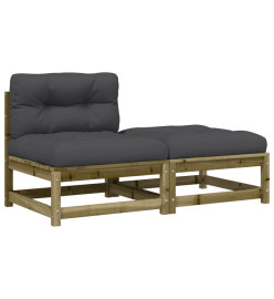 Canapé de jardin sans accoudoirs avec coussins et repose-pieds