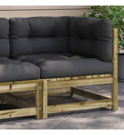 Canapé d'angle de jardin avec coussins bois de pin imprégné