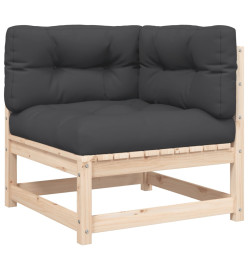 Canapé d'angle de jardin avec coussins bois de pin solide