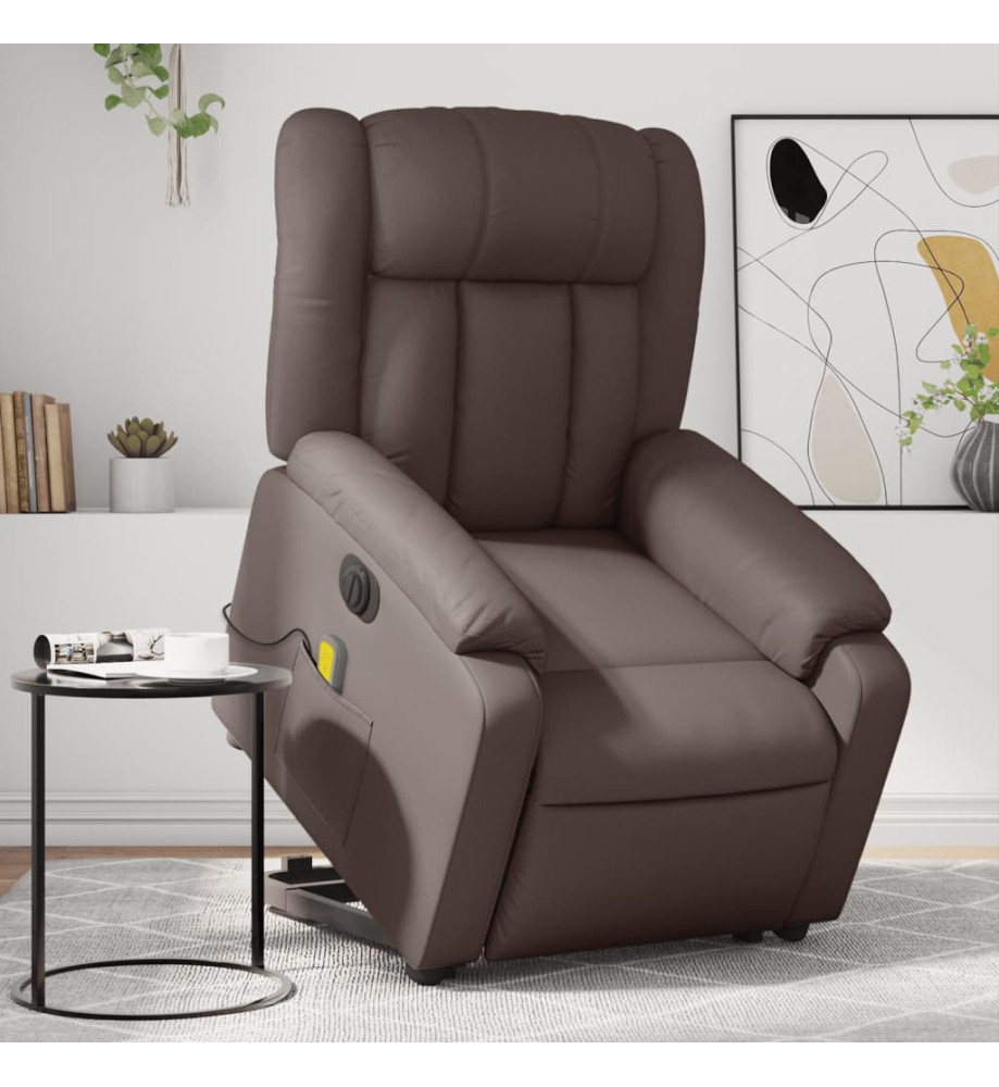 Fauteuil inclinable de massage électrique marron similicuir