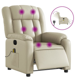 Fauteuil de massage inclinable électrique crème similicuir