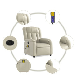 Fauteuil de massage inclinable électrique crème similicuir