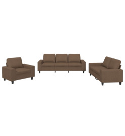 Ensemble de canapés 3 pcs marron tissu