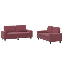 Ensemble de canapés 2 pcs rouge bordeaux tissu