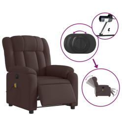 Fauteuil de massage inclinable électrique Marron foncé Tissu