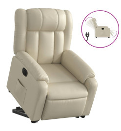 Fauteuil inclinable électrique crème similicuir