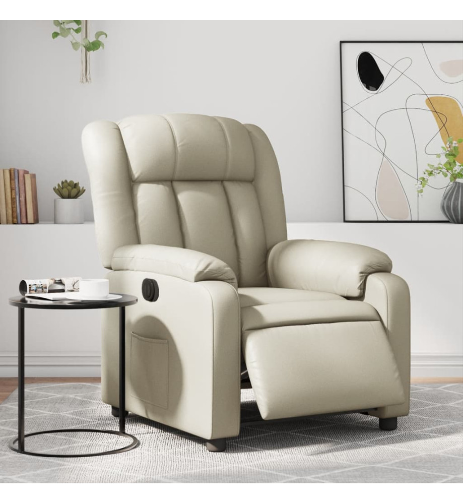 Fauteuil inclinable électrique Crème Similicuir