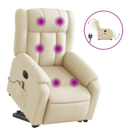 Fauteuil inclinable de massage électrique Crème Tissu