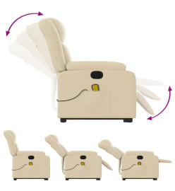 Fauteuil inclinable de massage électrique Crème Tissu