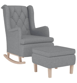 Fauteuil avec pieds à bascule et tabouret Gris clair Tissu