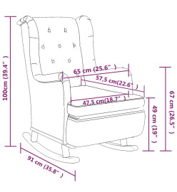 Fauteuil avec pieds à bascule et tabouret Gris clair Tissu