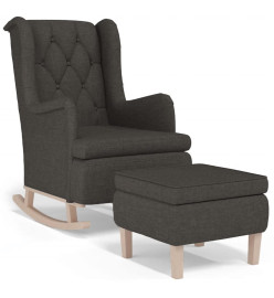 Fauteuil avec pieds à bascule et tabouret Gris foncé Tissu