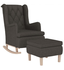 Fauteuil avec pieds à bascule et tabouret Gris foncé Tissu