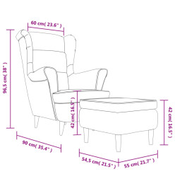 Fauteuil à oreilles avec tabouret bleu velours