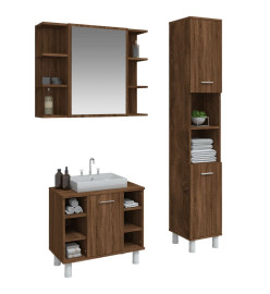 Ensemble d'armoires de salle de bain 3 pcs chêne marron