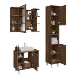 Ensemble d'armoires de salle de bain 3 pcs chêne marron