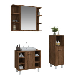 Ensemble d'armoires de salle de bain 3 pcs chêne marron