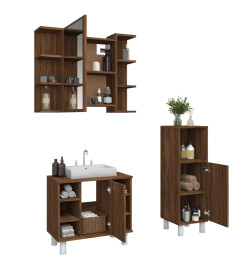 Ensemble d'armoires de salle de bain 3 pcs chêne marron