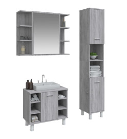 Ensemble d'armoires de salle de bain 3 pcs sonoma gris