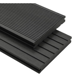 Panneaux de terrasse solides et accessoires WPC 10m² 2,2 m Noir