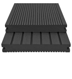 Panneaux de terrasse solides et accessoires WPC 10m² 2,2 m Noir