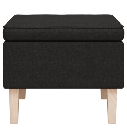 Tabouret avec pieds en bois Noir Tissu