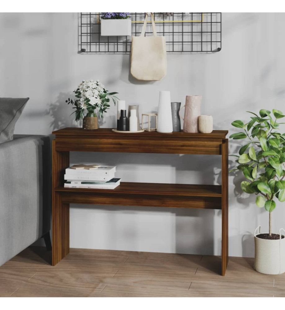 Table console Chêne marron 102x30x80 cm Bois d'ingénierie Table console Chêne marron 102x30x80 cm Bois d'ingénierie