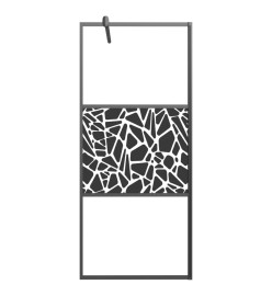 Paroi de douche 80x195 cm Verre ESG avec design de pierre Noir