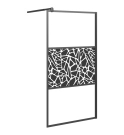 Paroi de douche 100x195 cm Verre ESG avec design de pierre Noir