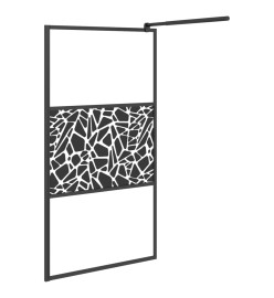 Paroi de douche 100x195 cm Verre ESG avec design de pierre Noir