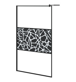 Paroi de douche 115x195 cm Verre ESG avec design de pierre Noir