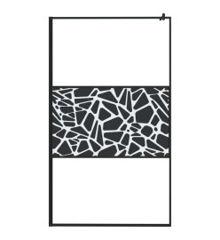 Paroi de douche 115x195 cm Verre ESG avec design de pierre Noir