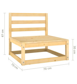 Canapés centraux de jardin 3 pcs Bois de pin massif