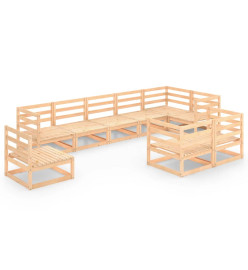 Salon de jardin 9 pcs Bois de pin massif