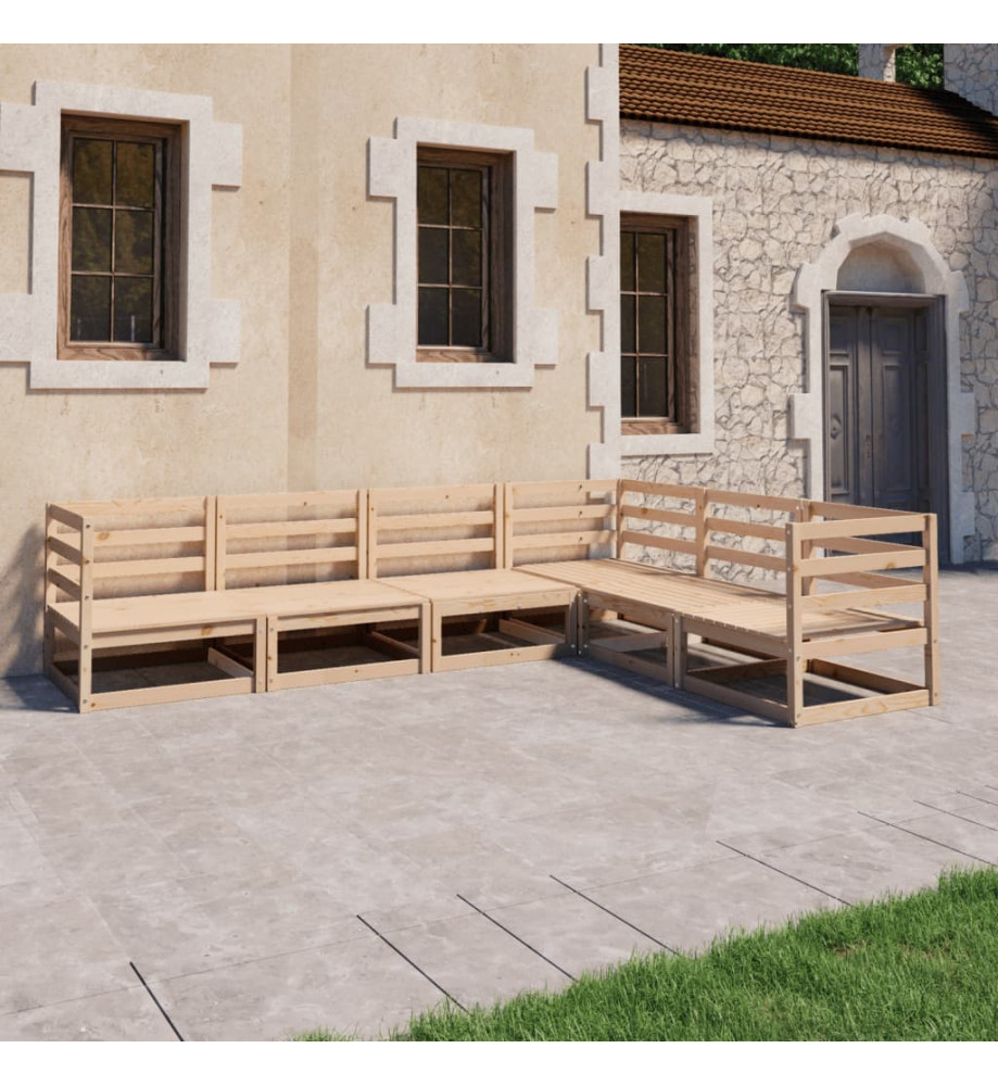 Salon de jardin 6 pcs Bois de pin massif Salon de jardin 6 pcs Bois de pin massif