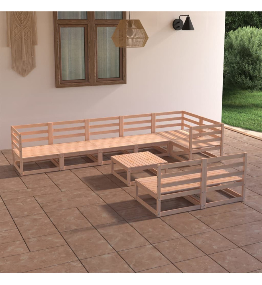 Salon de jardin 9 pcs Bois de pin massif Salon de jardin 9 pcs Bois de pin massif