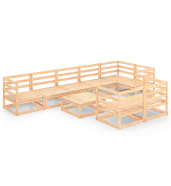 Salon de jardin 9 pcs Bois de pin massif