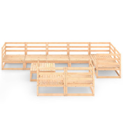 Salon de jardin 9 pcs Bois de pin massif