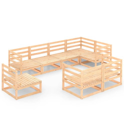Salon de jardin 8 pcs Bois de pin massif