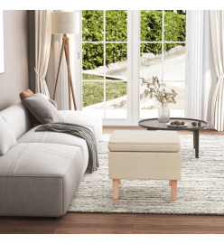 Tabouret avec pieds en bois Crème Tissu