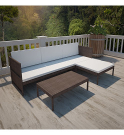 Mobilier de jardin à 3 places Résine tressée Marron