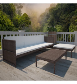 Mobilier de jardin à 3 places Résine tressée Marron