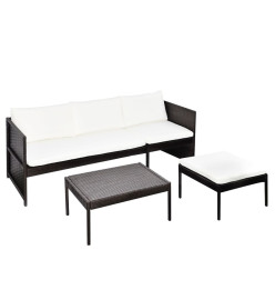 Mobilier de jardin à 3 places Résine tressée Marron